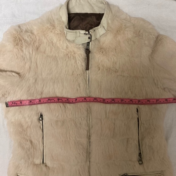 Genuine Rabbit Fur Moto Style Jacket With Leather Trim Small - Picture 5 of 11